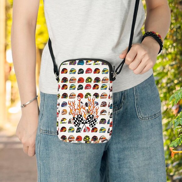Versatile Checkered Flag Crossbody Bag - Perfect for Racing and Daily Adventures - Picture 4 of 7
